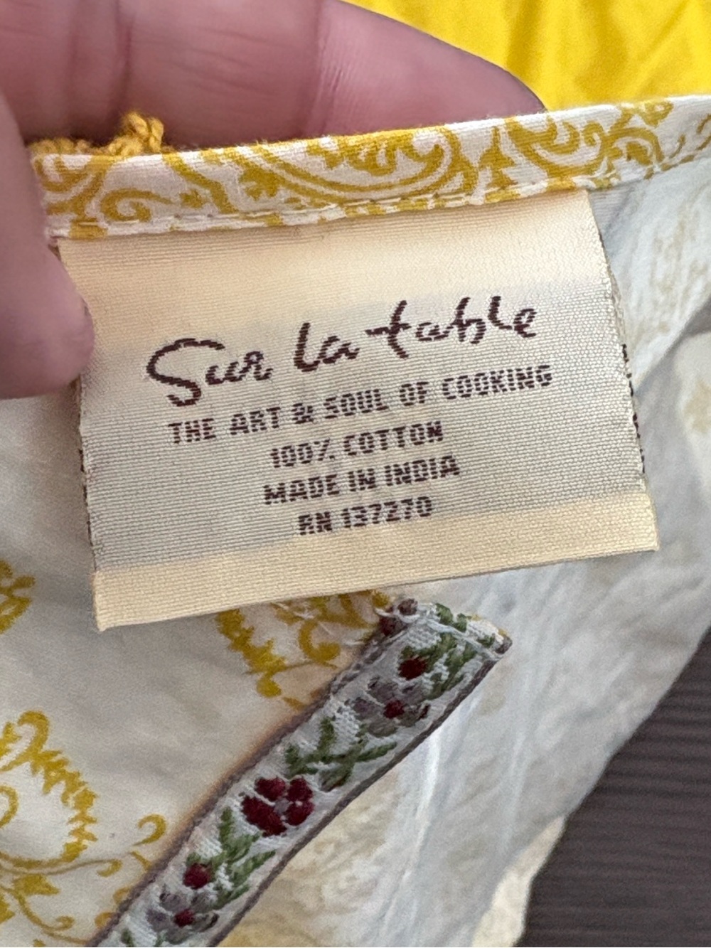 SUR LA TABLE YELLOW RUFFLE POCKET APRON - Picture 5 of 6